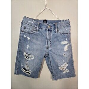 Gap Boys Distressed Denim Bermuda Shorts Size 12 Light Blue 100% Cotton